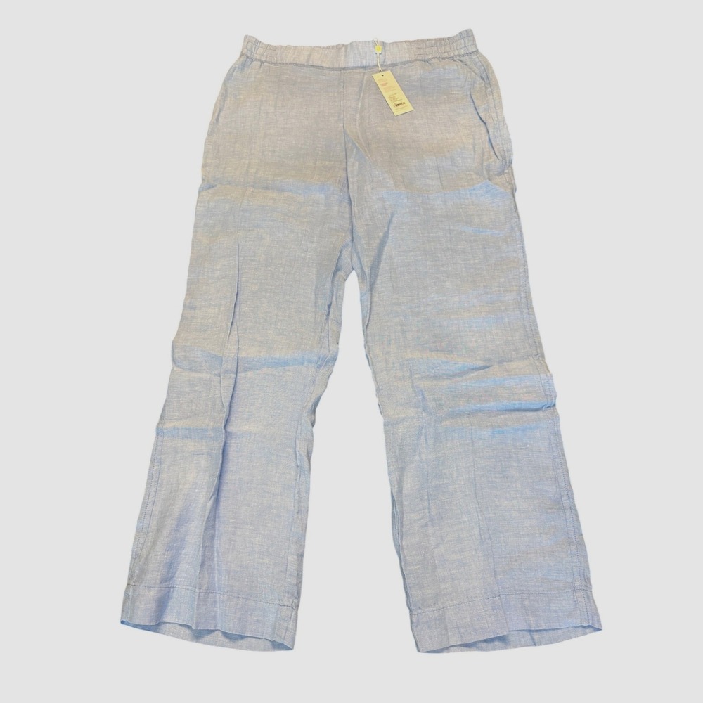 NWT Lilly Pulitzer Deri Linen Palazzo Light Blue Wide Leg Pants